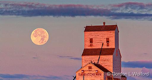 Full Moon & Grain Elevator At Sunrise_16998.jpg - Photographed at Indian Head, Saskatchewan, Canada.